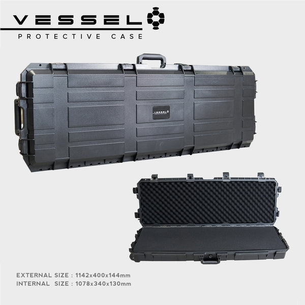 VESSEL VS11034 450" Tactical Trolley Waterproof Long Hard Case with Wheels for Digital Equipment , Weapons , Equipment , Rifles, Guns, Shotguns