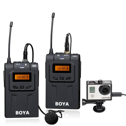 BOYA BY-WM6 UHF Professional Wireless Omnidirectional Lavalier Lapel Microphone System 48 Optional Channels for DSLR ENG EFP DV Video Camera