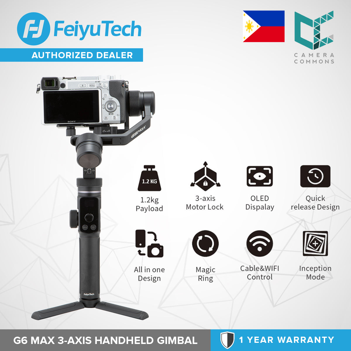 Feiyutech G6 Max 3-Axis Stabilized Handheld Camera Gimbal For Mirrorless Camera Pocket Camera GoPRO Hero 7 6 5 Smartphone Action Camera FEIYU