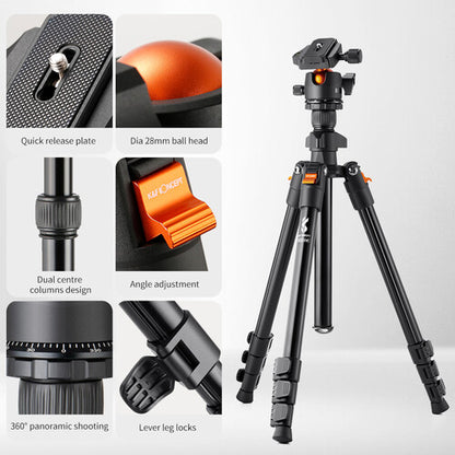 K&F Concept BI234M Tripod with Ball Head Lightweight Magnesium Travel Vlog KF09.101