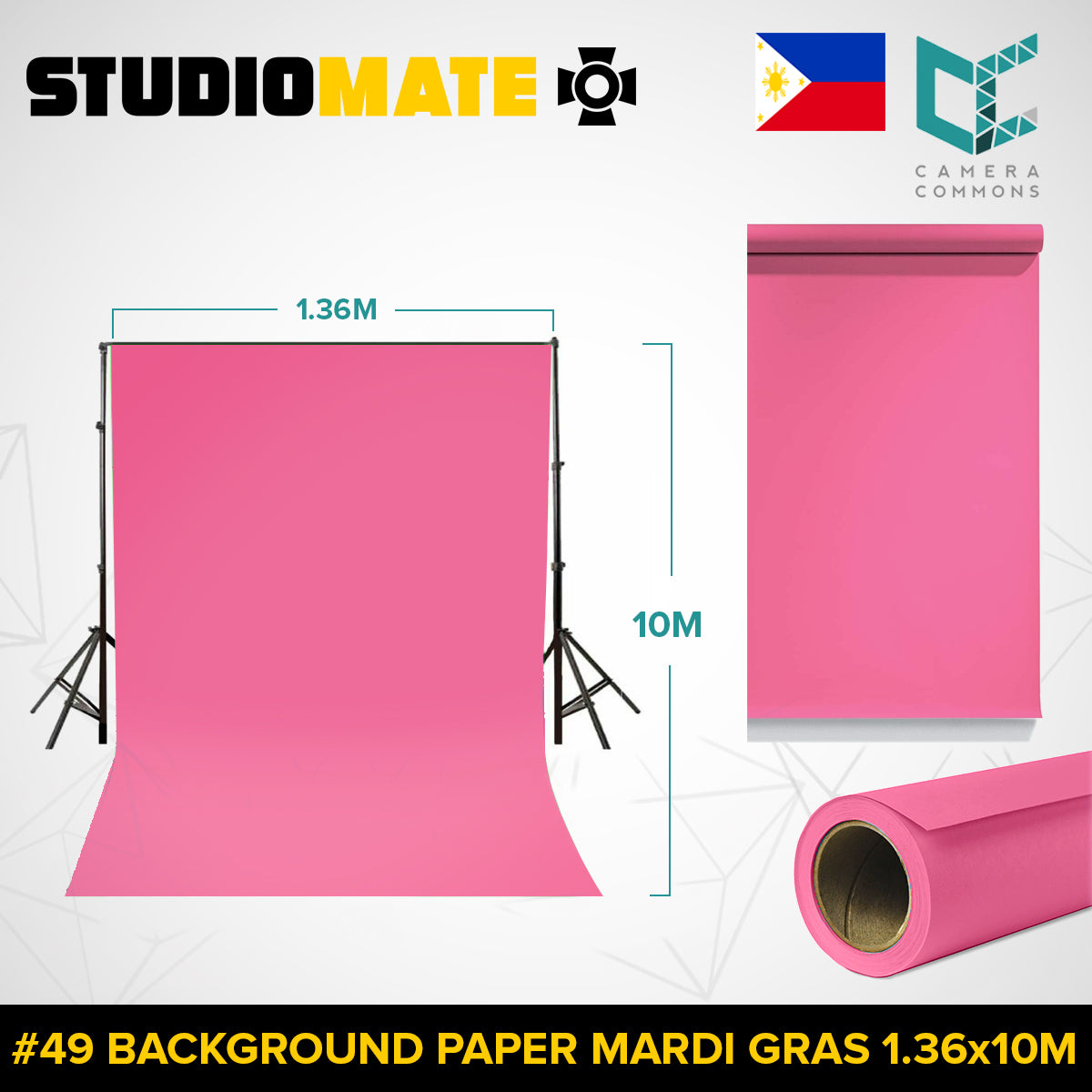 Studiomate Seamless Photography Videography Backdrop Background Paper 1.36x10m / 4.46 x 32 ft Studio Equipment