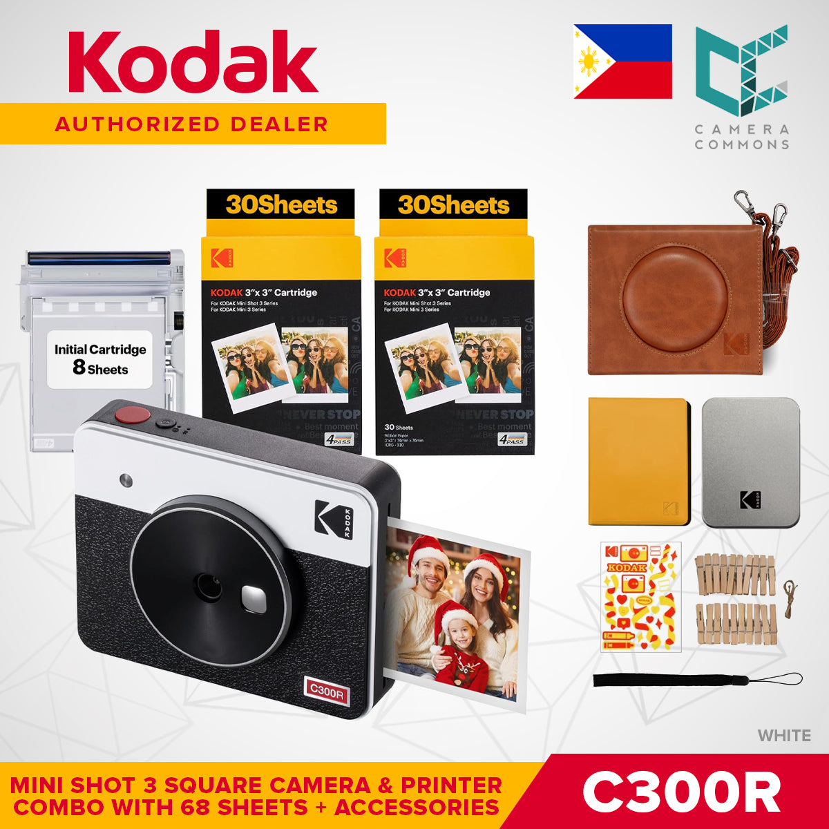Kodak Mini Shot 3 Square Retro 3"x3" Camera and Printer Combo LCD Display 4PASS Print C300R