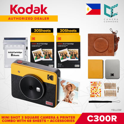 Kodak Mini Shot 3 Square Retro 3"x3" Camera and Printer Combo LCD Display 4PASS Print C300R