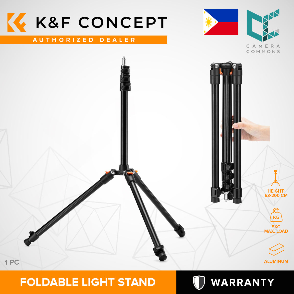 K&F Concept Foldable Light Stand 200cm Aluminum Studio and Outdoor Lighting Equipment KF34.038