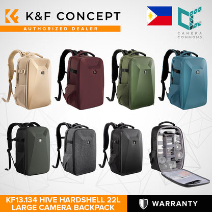K&F Concept KF13.134 Hive HardShell 22L Large Camera Bag Backpack with 15-15.6 Inches Laptop Compartment