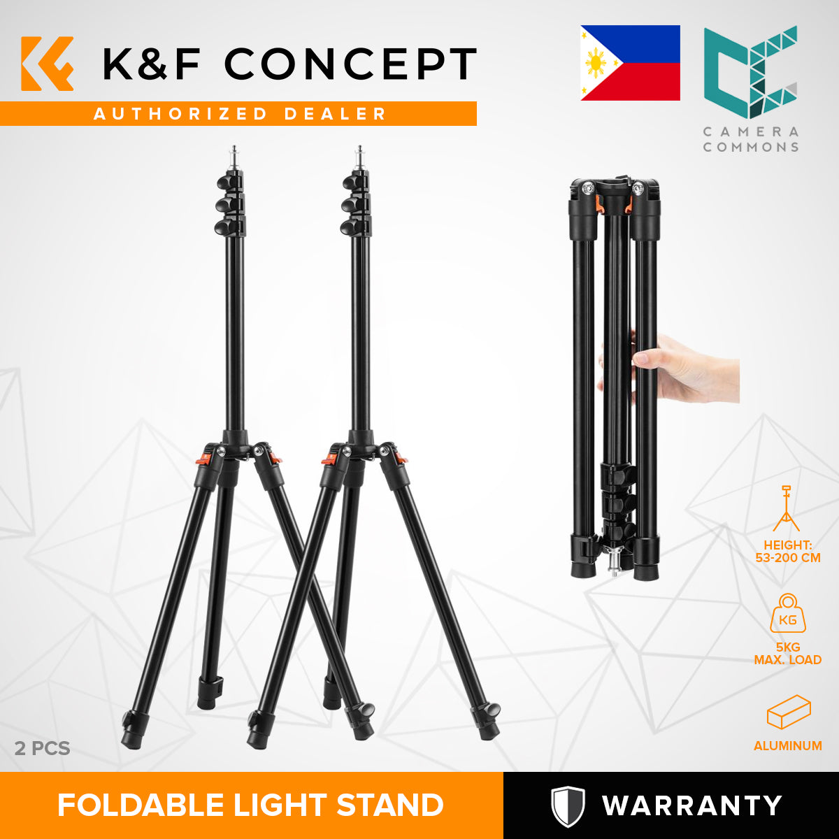 K&F Concept Foldable Light Stand 200cm Aluminum Studio and Outdoor Lighting Equipment KF34.038
