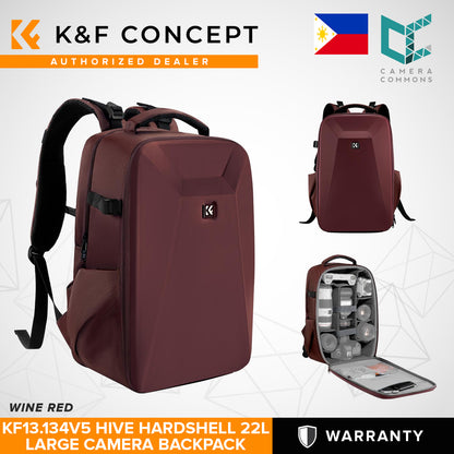 K&F Concept KF13.134 Hive HardShell 22L Large Camera Bag Backpack with 15-15.6 Inches Laptop Compartment