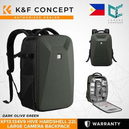 K&F Concept KF13.134 Hive HardShell 22L Large Camera Bag Backpack with 15-15.6 Inches Laptop Compartment