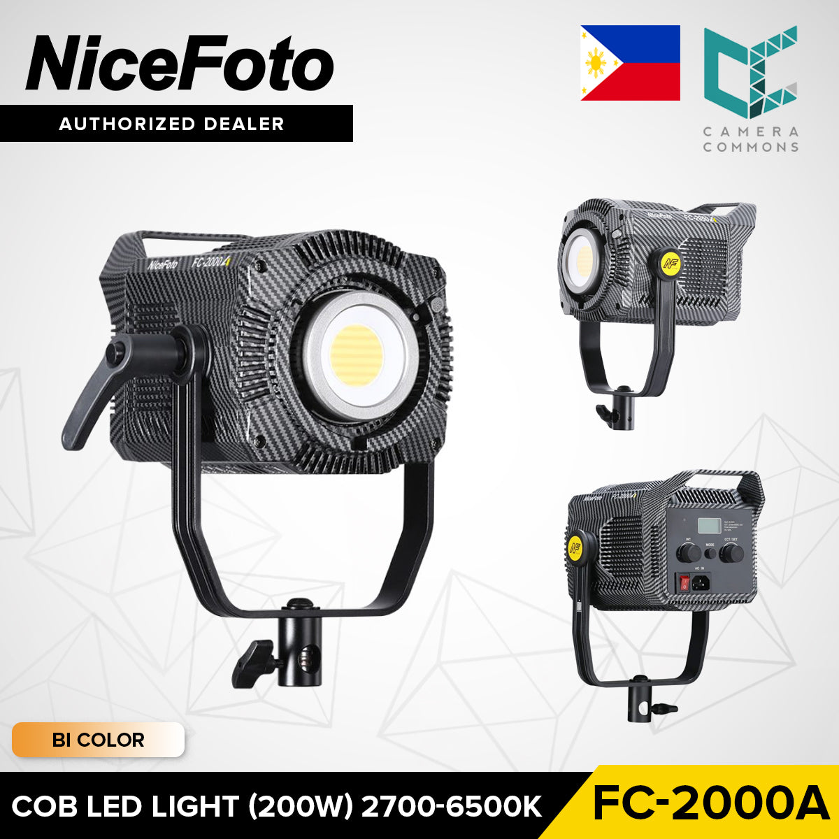 NICEFOTO COB LED Video Light Bi-Color 200w / 300w / 600w 2700-6500K Studio Lighting