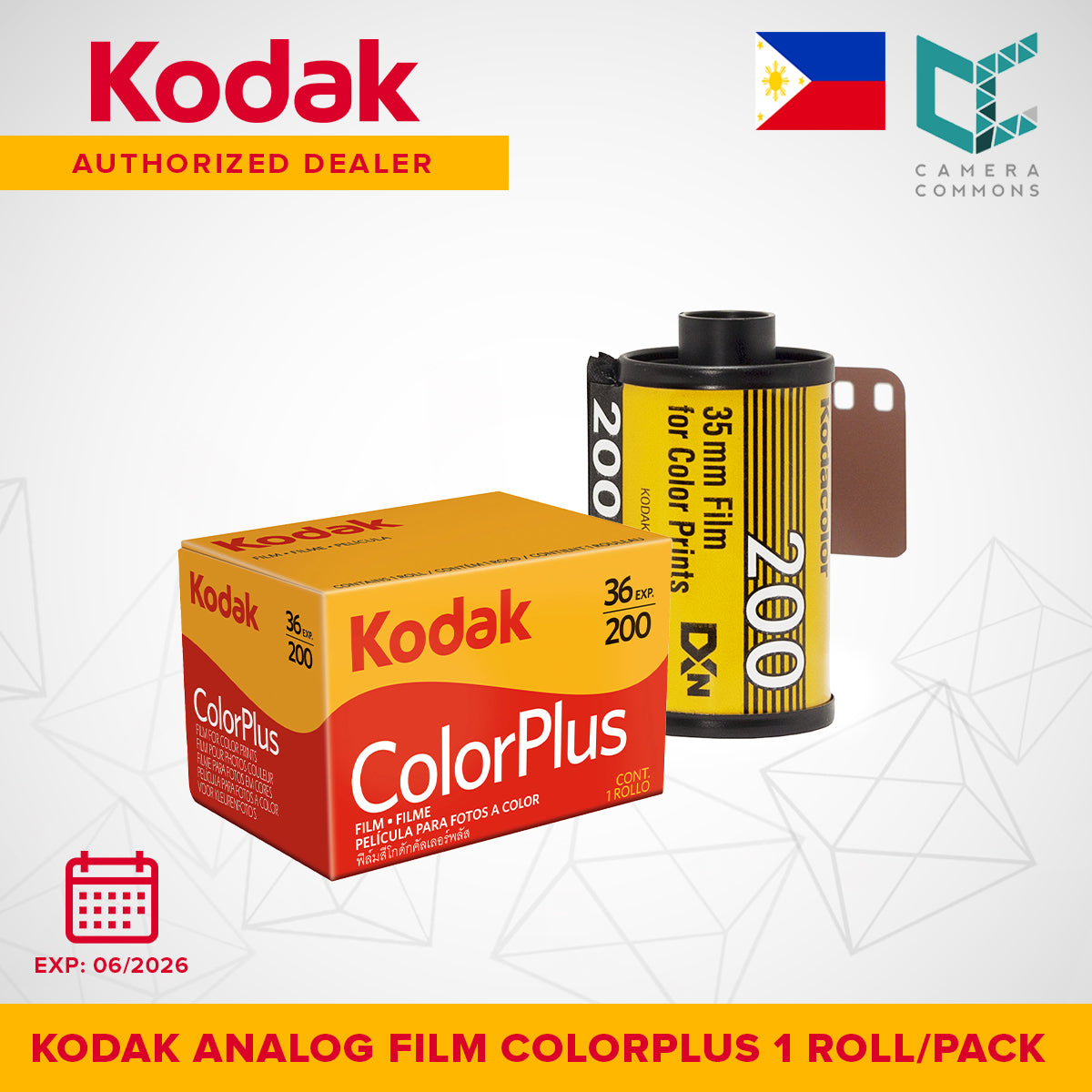 Kodak Films ColorPlus 200 ISO Color Print Negative Film 35mm 36 Exposures - 1 Roll