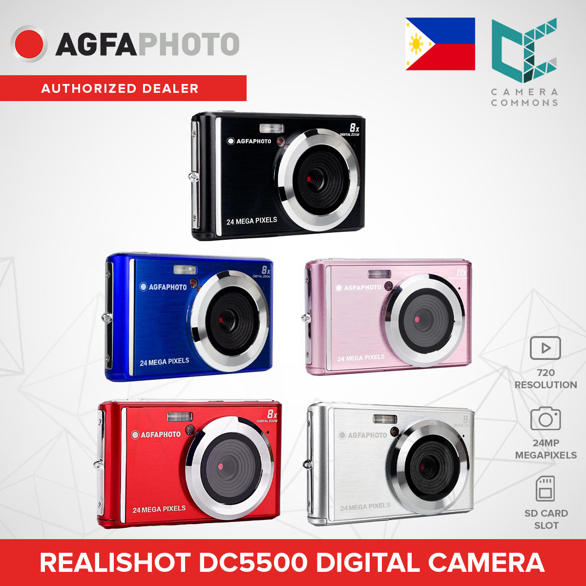 AGFAPHOTO RealiShot DC5500 24MP Compact Digital Camera with 8x Digital Zoom