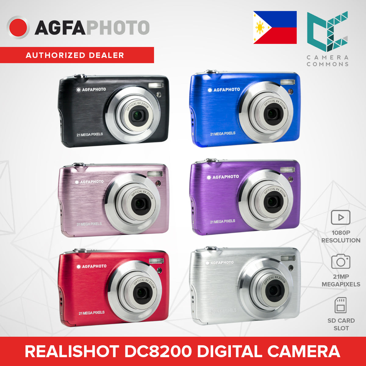 AGFAPHOTO Realishot DC8200 21MP Digital Camera 1080P with 8x Digital Zoom
