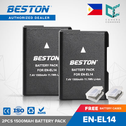 BESTON 2PCS EN-EL14 7.4V 1500mAh 11.1Wh Li-ion Camera Battery ENEL14
