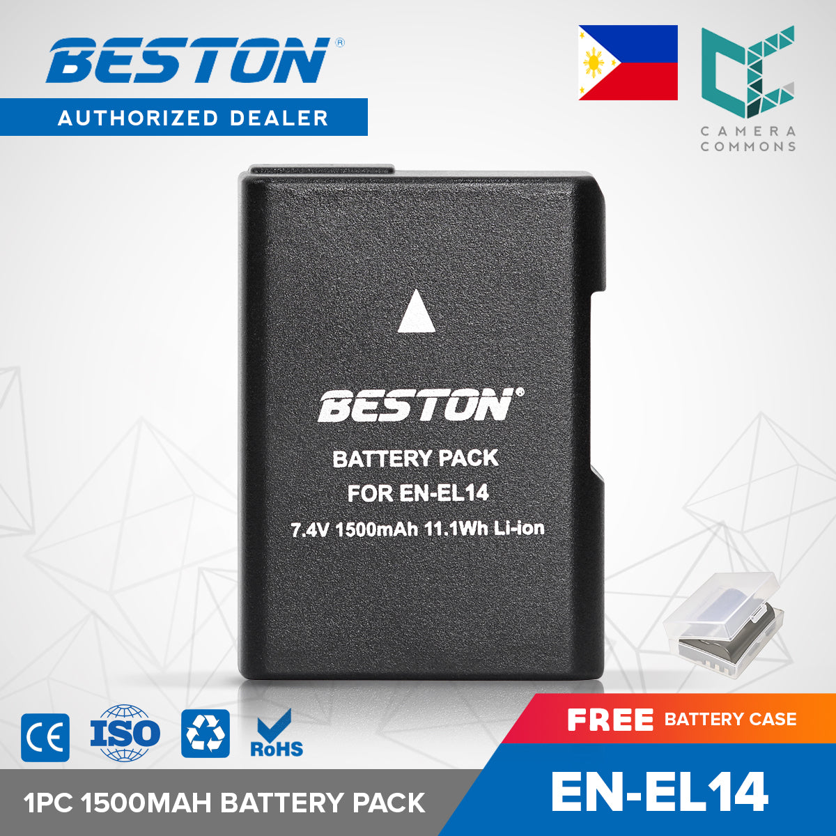 BESTON 1PC EN-EL14 7.4V 1500mAh 11.1Wh Li-ion Camera Battery for ENEL14