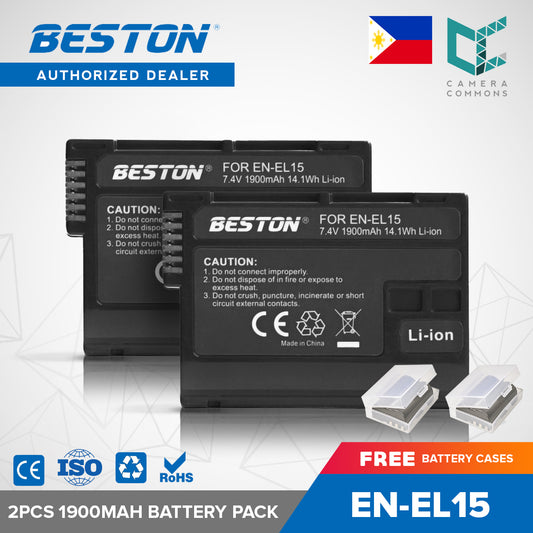 BESTON 2PCS EN-EL15 7.4V 1900mAh 14.1Wh Li-ion Camera Battery for ENEL15