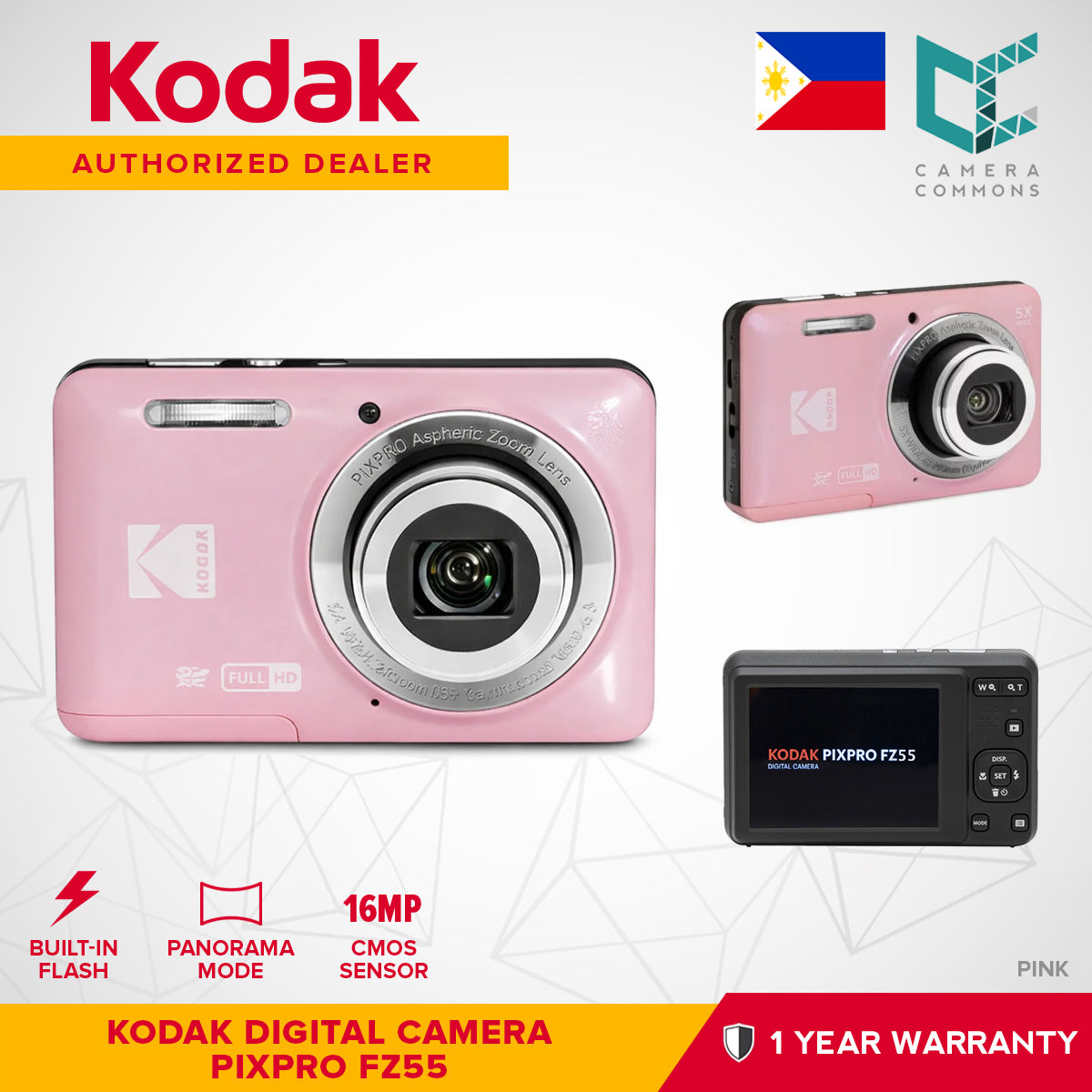 Kodak PIXPRO FZ55 Digital Camera Point & Shoot 16MP 28mm-140mm 5x Optical Zoom Full HD 1080p 30fps