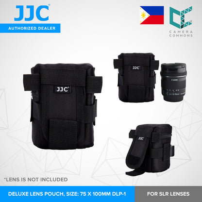 JJC Lens Pouch – Compact Padded Camera Lens Case with Belt Loop, Secure Velcro Flap & Zipper Top