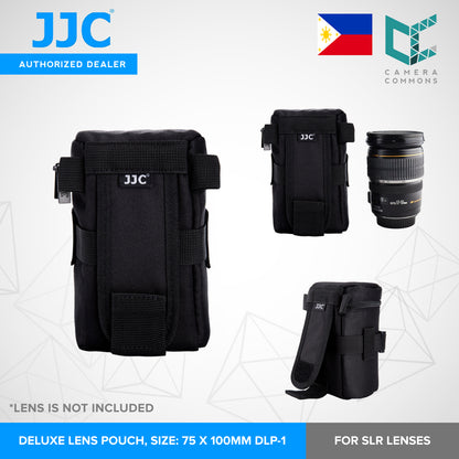 JJC Lens Pouch – Compact Padded Camera Lens Case with Belt Loop, Secure Velcro Flap & Zipper Top