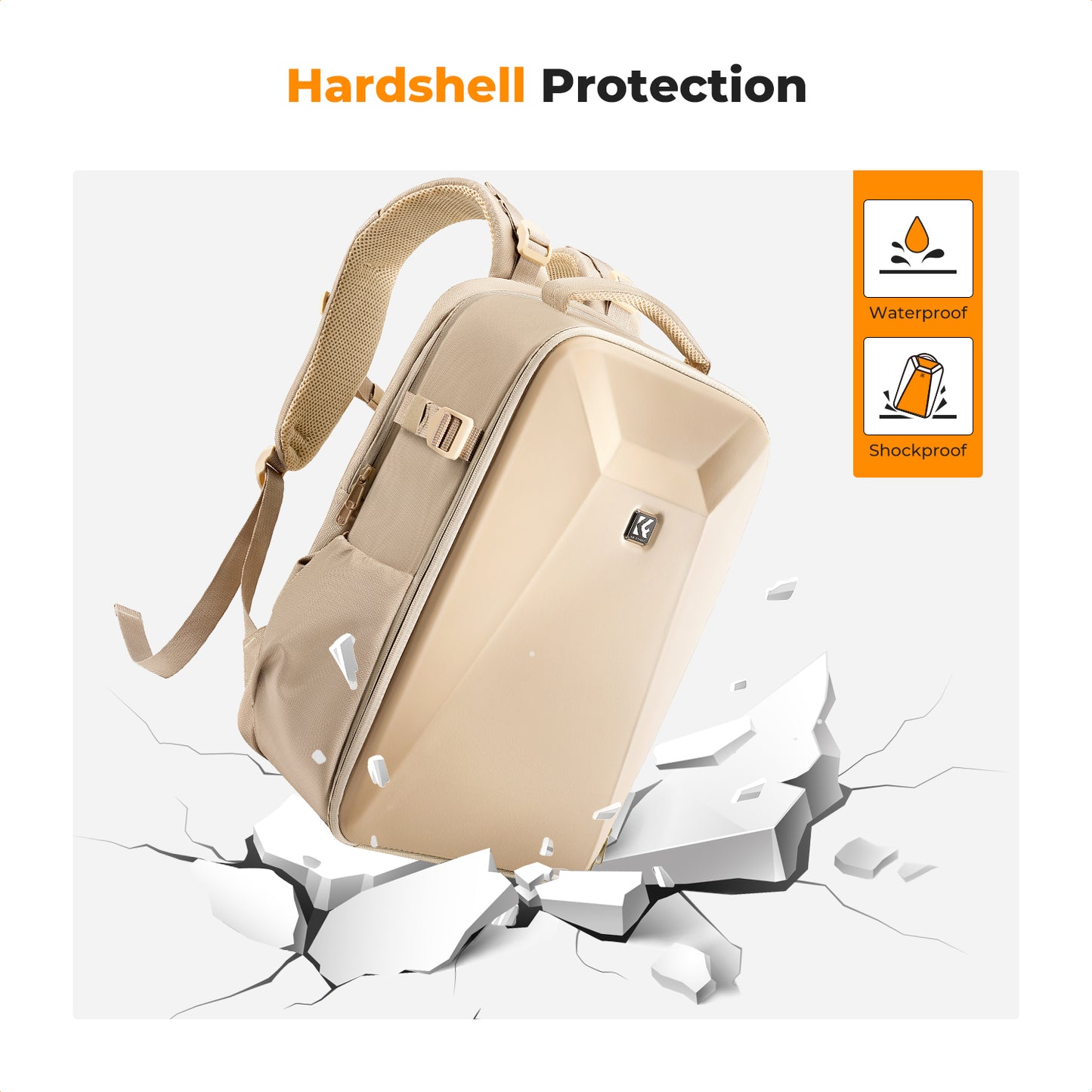 K&F Concept KF13.134 Hive HardShell 22L Large Camera Bag Backpack with 15-15.6 Inches Laptop Compartment