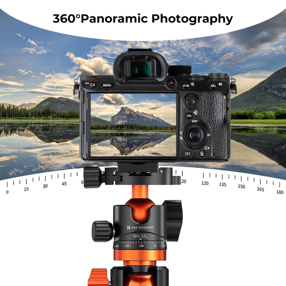 K&F Concept Ball Head with Quick Release Plate 32mm / 36mm for Camera Tripod Monopod Accessories