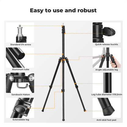 K&F Concept Foldable Light Stand 200cm Aluminum Studio and Outdoor Lighting Equipment KF34.038