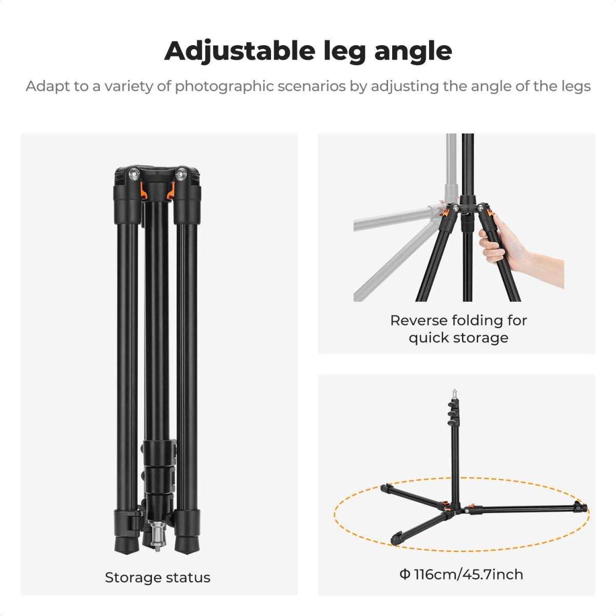 K&F Concept Foldable Light Stand 200cm Aluminum Studio and Outdoor Lighting Equipment KF34.038