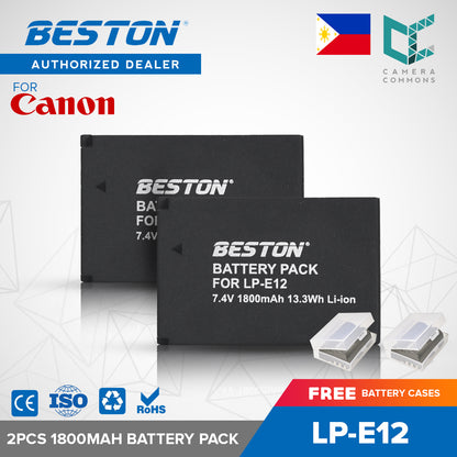 BESTON 2PCS LP-E12 7.4V 1800mAh 13.3Wh Li-ion Camera Battery for Canon LPE12