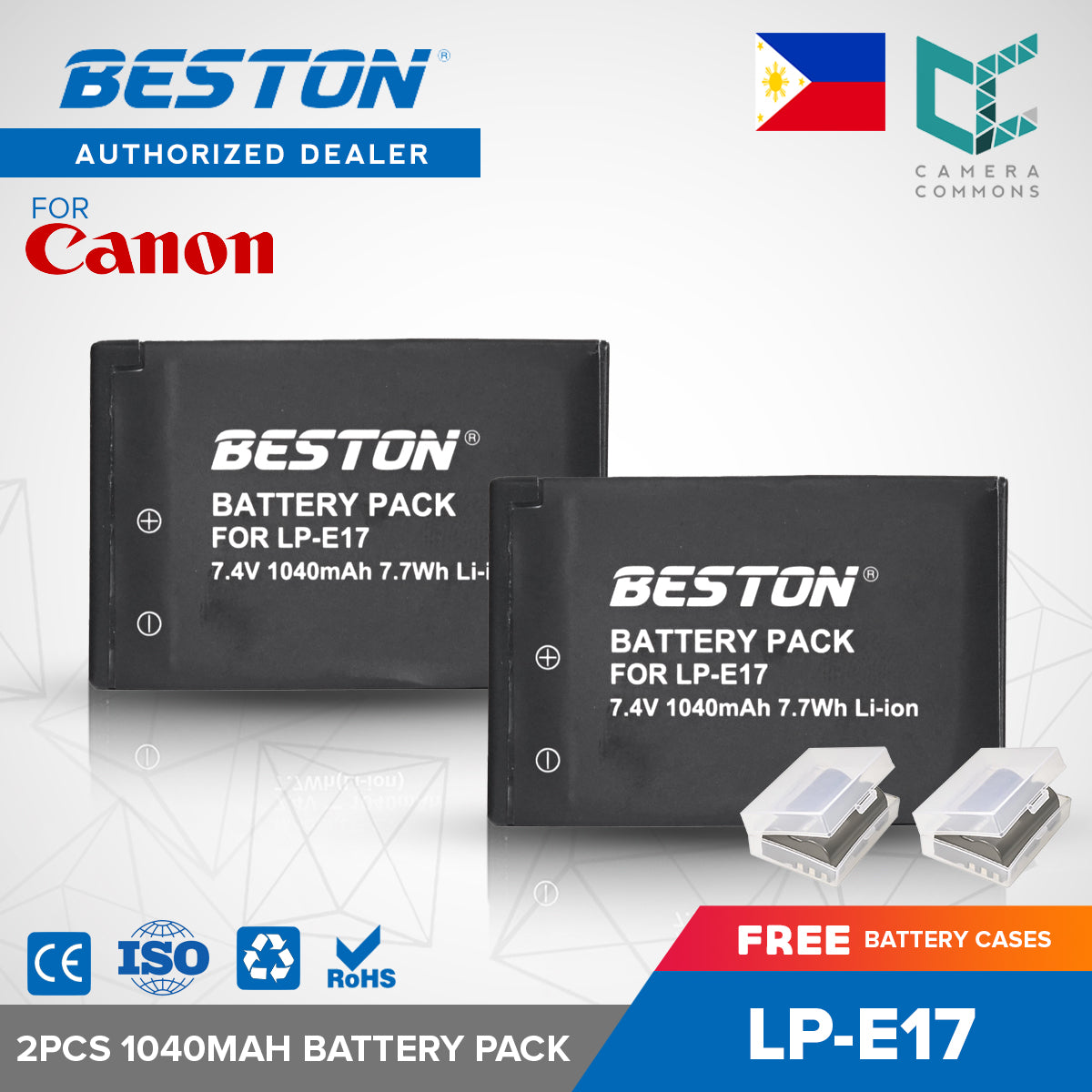 Beston 2PCS LP-E17 7.4V 1040mAh 7.7Wh Li-ion Camera Battery for Canon ...