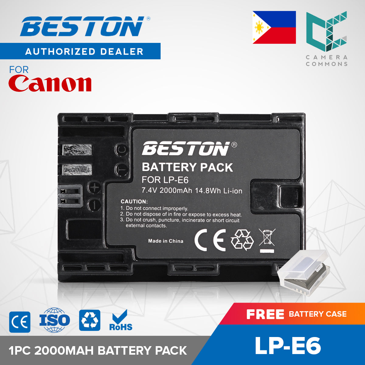 BESTON 1PC LP-E6 2000mAh 7.4V 14.8Wh Li-ion Camera Battery for Canon LPE6