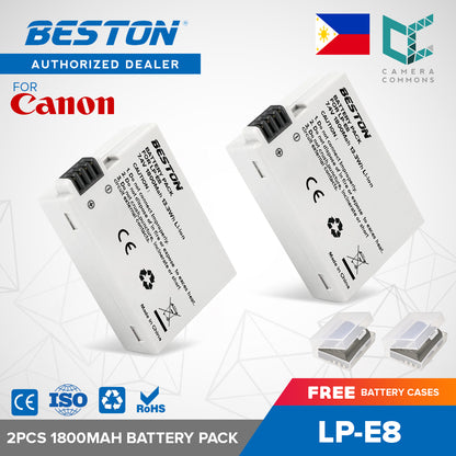 Beston 2PCS 7.4V 1800mAh 13.3Wh LP-E8 Camera Battery for Canon EOS 550D, 600D, 650D and 700D Cameras LPE8