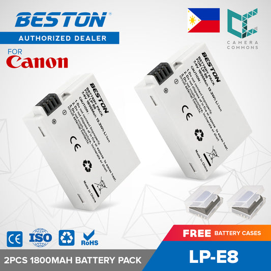 Beston 2PCS 7.4V 1800mAh 13.3Wh LP-E8 Camera Battery for Canon EOS 550D, 600D, 650D and 700D Cameras LPE8