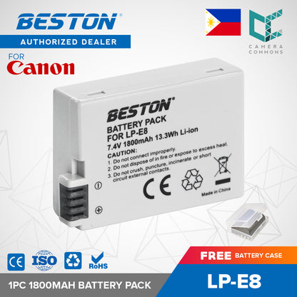 Beston 1PC 7.4V 1800mAh 13.3Wh LP-E8 Camera Battery for Canon EOS 550D, 600D, 650D and 700D Cameras LPE8