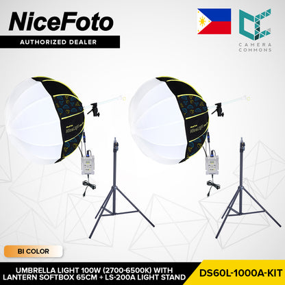 NICEFOTO Umbrella Studio Light Kit with Softbox and LS-200A Light Stand Parabolic / Lantern