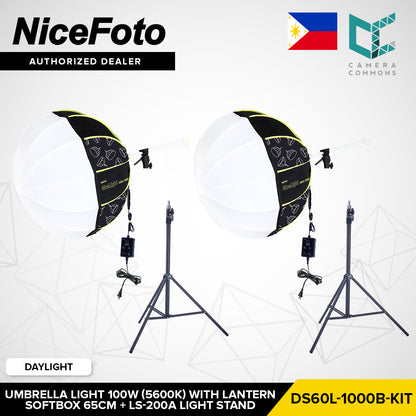NICEFOTO Umbrella Studio Light Kit with Softbox and LS-200A Light Stand Parabolic / Lantern