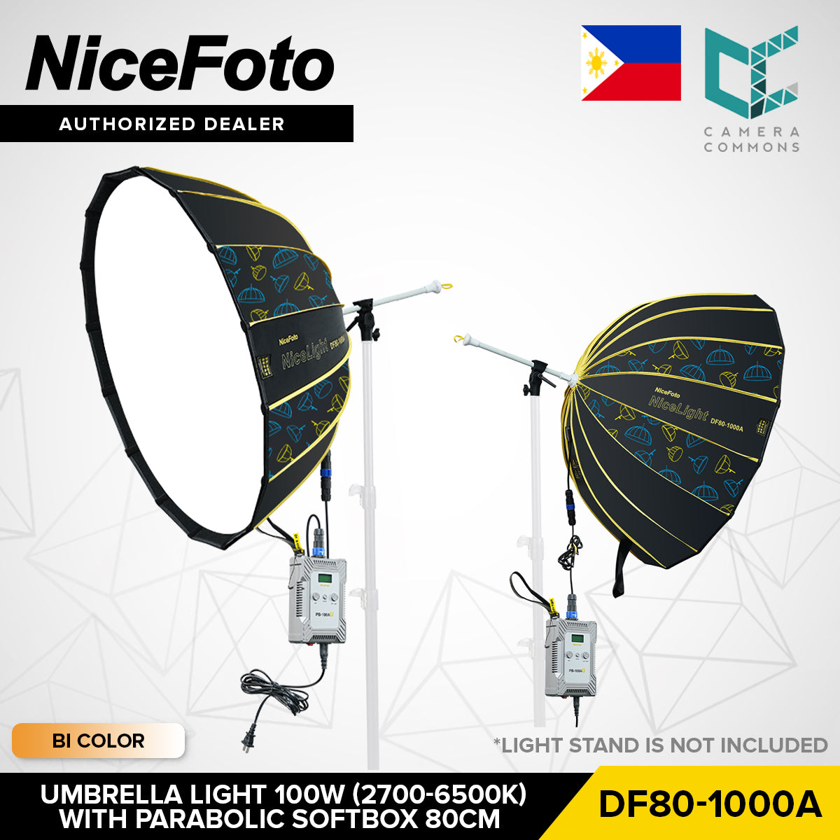 NICEFOTO Umbrella Studio Light with Softbox Quick Set-Up Parabolic / Lantern Daylight/Bi-Color