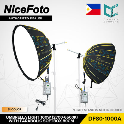 NICEFOTO Umbrella Studio Light with Softbox Quick Set-Up Parabolic / Lantern Daylight/Bi-Color