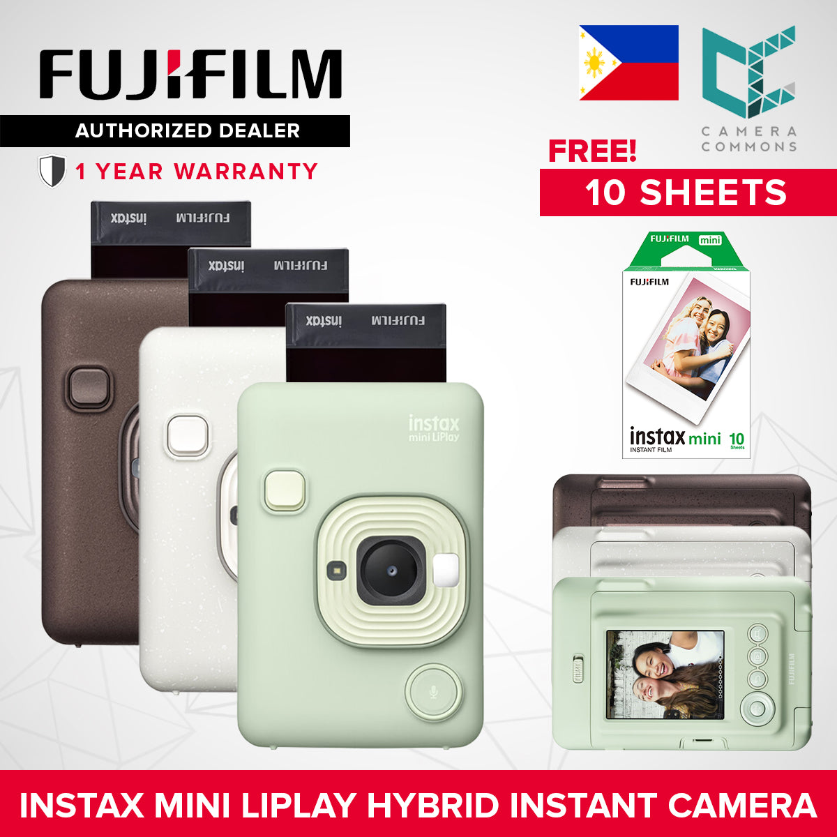 FUJIFILM Instax Mini Liplay Hybrid Instant Camera and Smartphone Printer Bluetooth