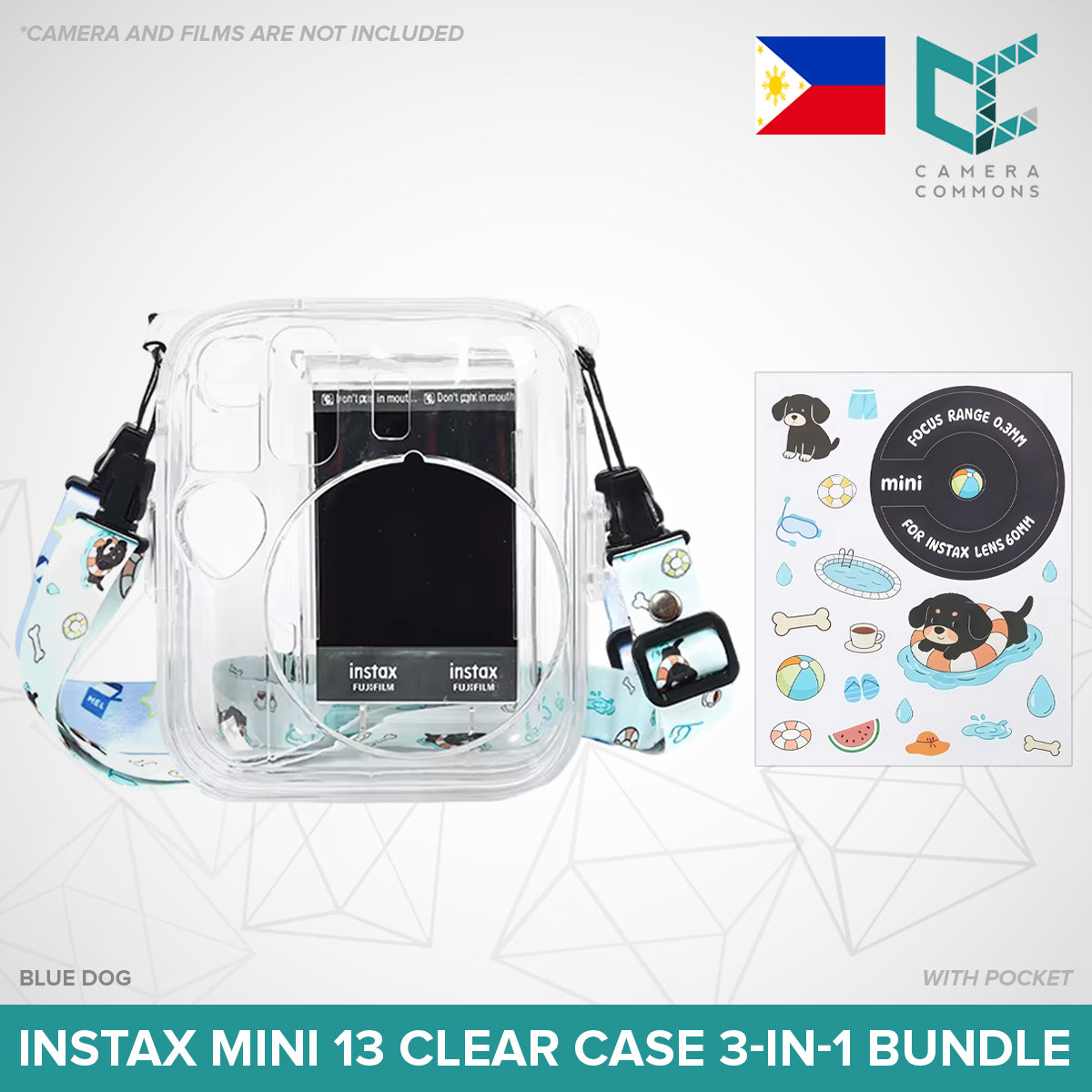 Clear Glitter Case for Fujifilm Instax Mini 11 / Mini 12 / Mini 13 Camera Transparent Protective Crystal Cover