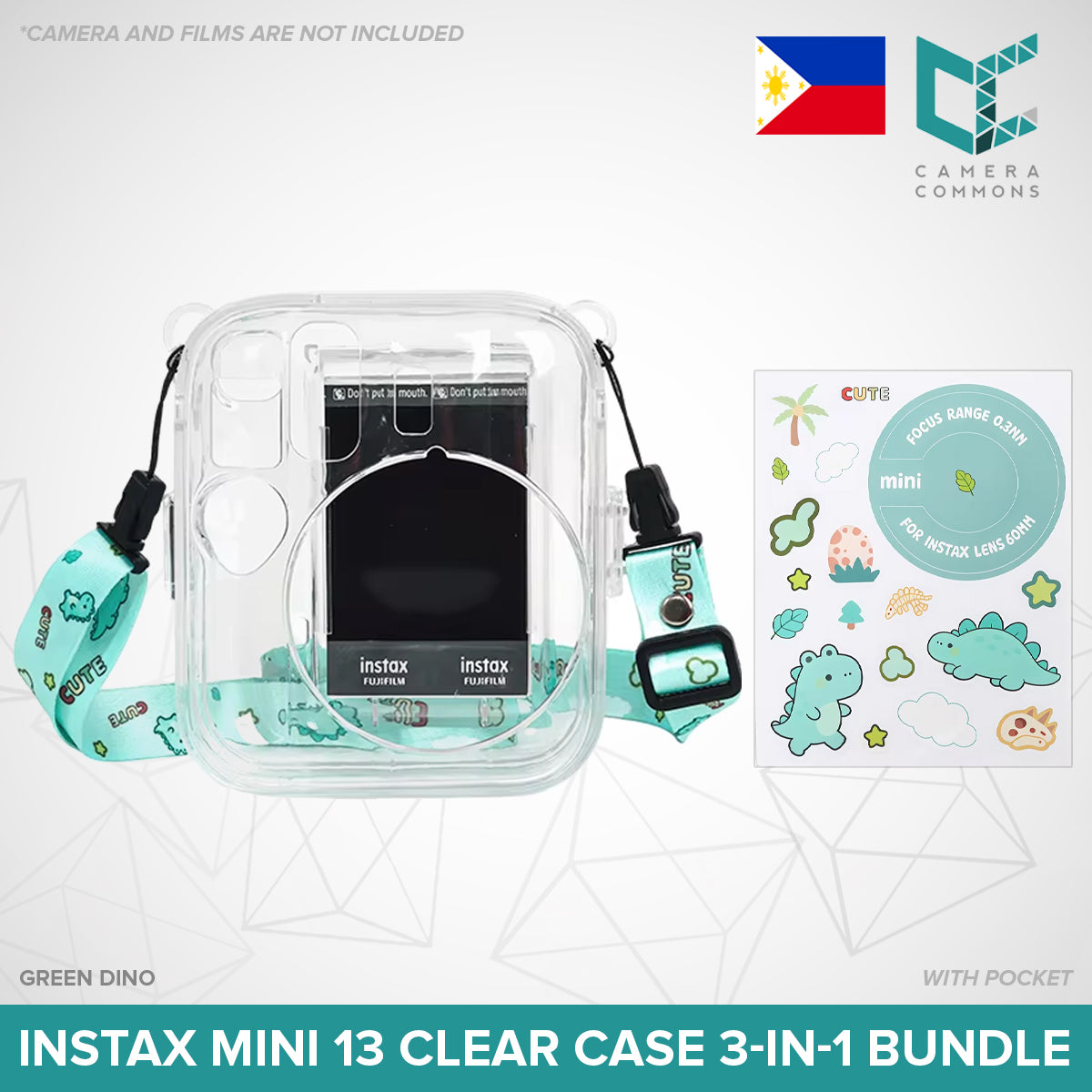 Clear Glitter Case for Fujifilm Instax Mini 11 / Mini 12 / Mini 13 Camera Transparent Protective Crystal Cover