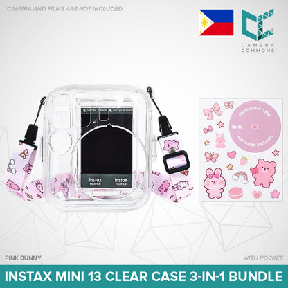 Clear Glitter Case for Fujifilm Instax Mini 11 / Mini 12 / Mini 13 Camera Transparent Protective Crystal Cover