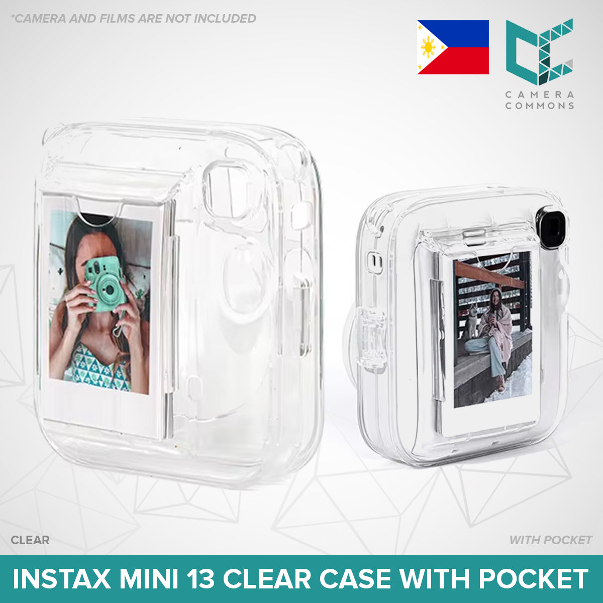 Clear Glitter Case for Fujifilm Instax Mini 11 / Mini 12 / Mini 13 Camera Transparent Protective Crystal Cover