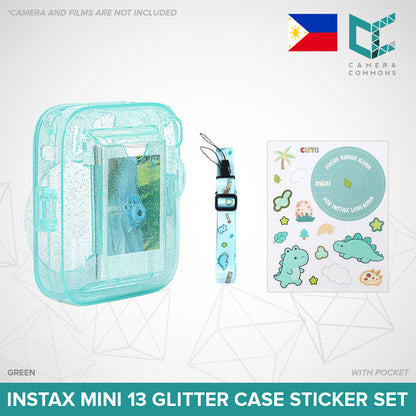 Clear Glitter Case for Fujifilm Instax Mini 11 / Mini 12 / Mini 13 Camera Transparent Protective Crystal Cover