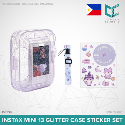 Clear Glitter Case for Fujifilm Instax Mini 11 / Mini 12 / Mini 13 Camera Transparent Protective Crystal Cover