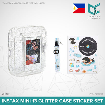 Clear Glitter Case for Fujifilm Instax Mini 11 / Mini 12 / Mini 13 Camera Transparent Protective Crystal Cover