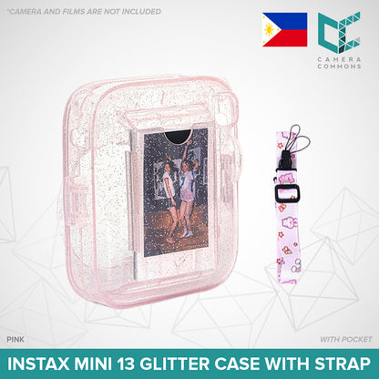 Clear Glitter Case for Fujifilm Instax Mini 11 / Mini 12 / Mini 13 Camera Transparent Protective Crystal Cover
