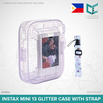 Clear Glitter Case for Fujifilm Instax Mini 11 / Mini 12 / Mini 13 Camera Transparent Protective Crystal Cover