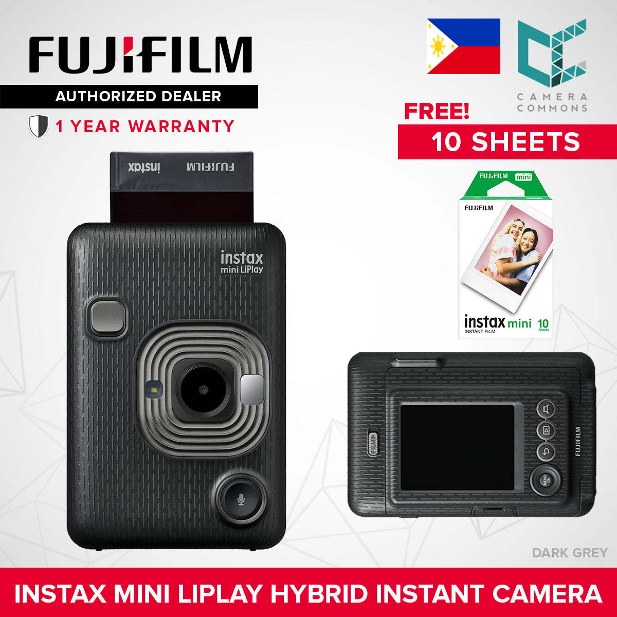 FUJIFILM Instax Mini Liplay Hybrid Instant Camera and Smartphone Printer Bluetooth