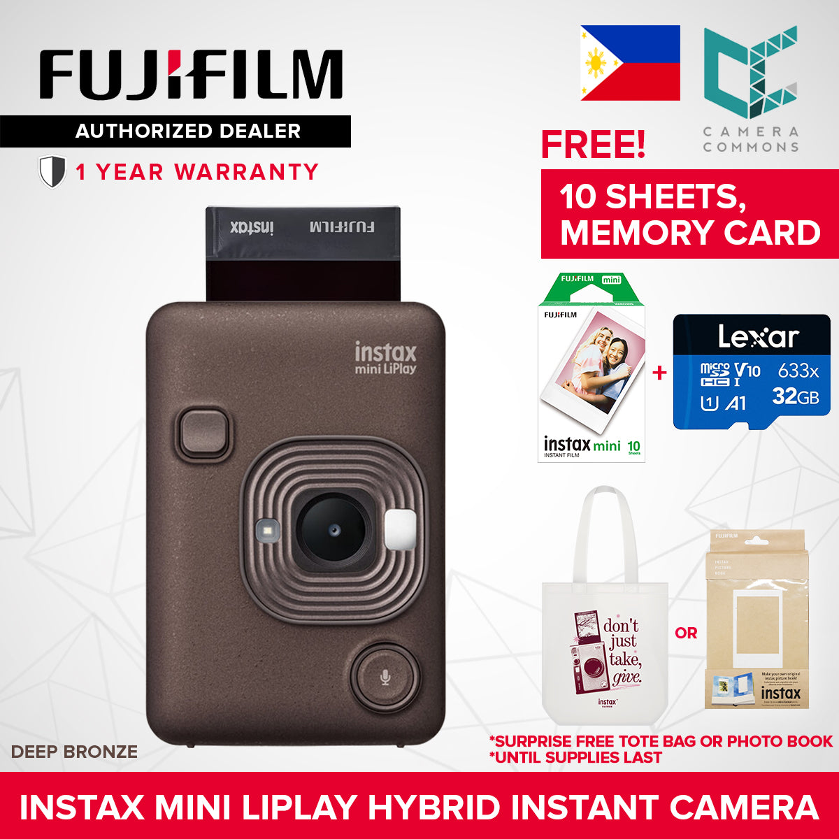 FUJIFILM Instax Mini Liplay Hybrid Instant Camera and Printer Bluetooth