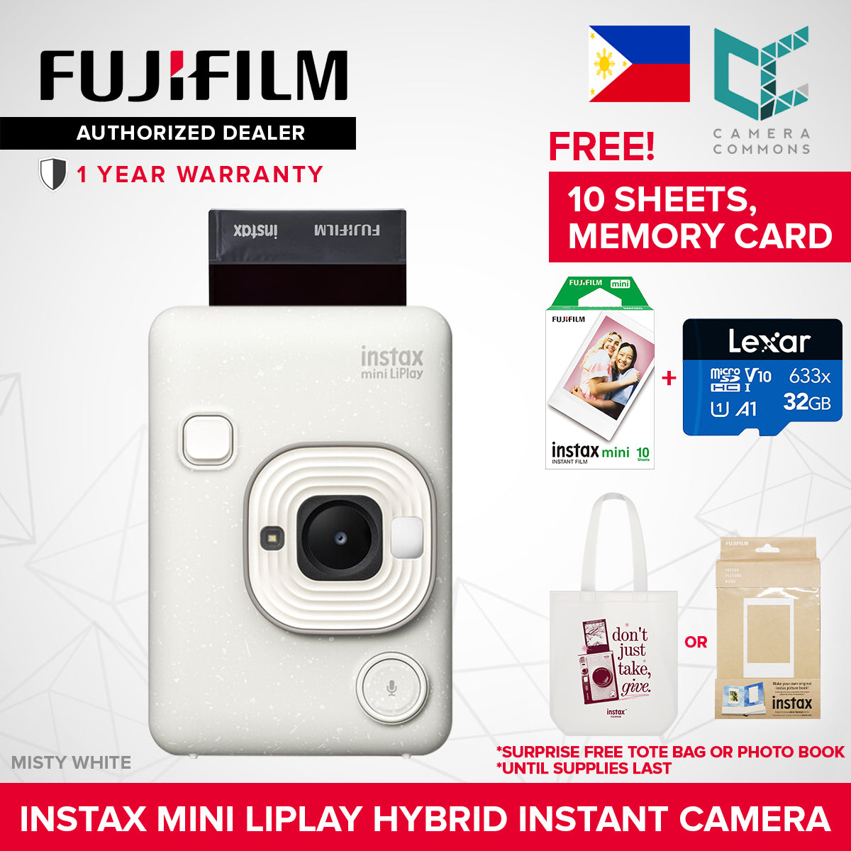 FUJIFILM Instax Mini Liplay Hybrid Instant Camera and Printer Bluetooth