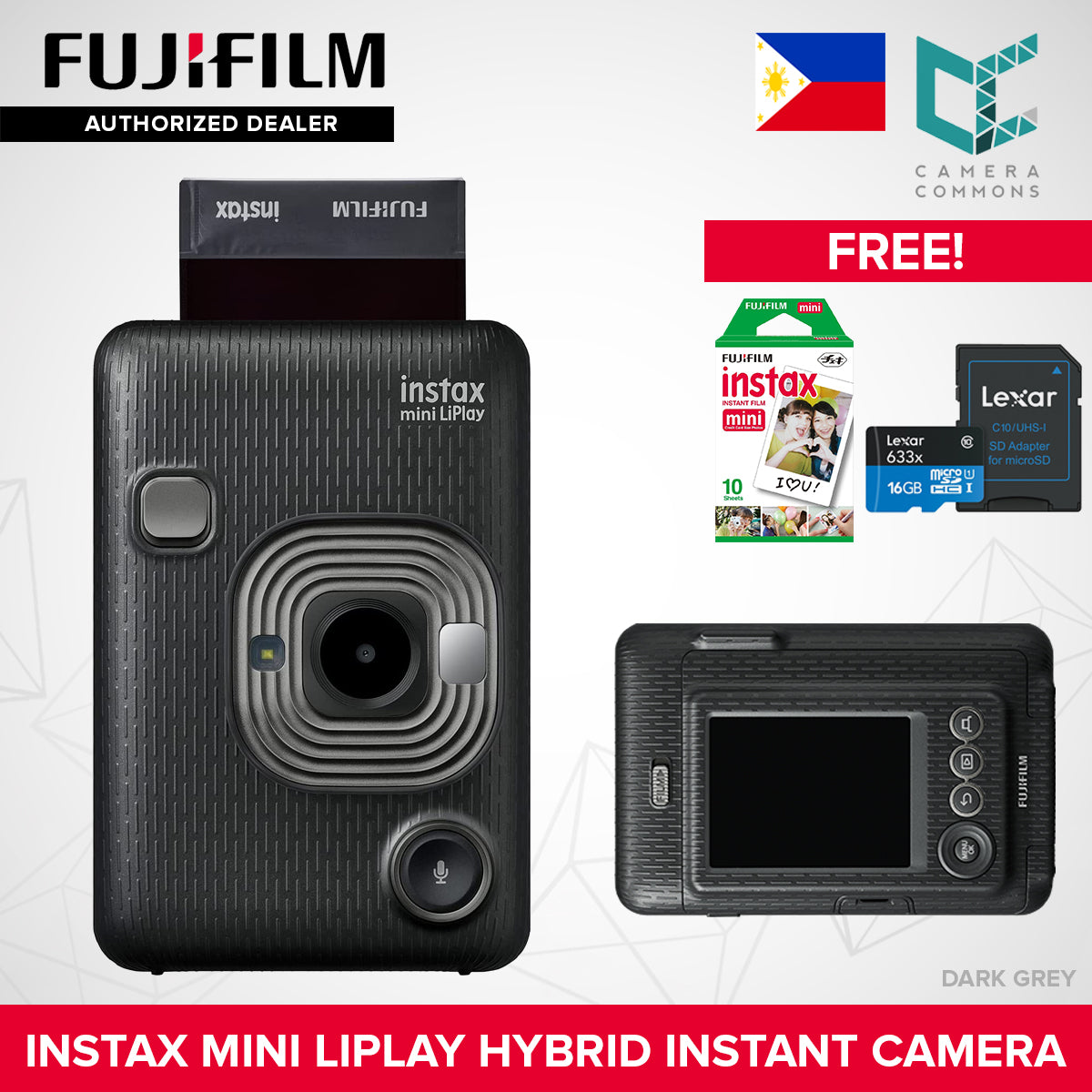 FUJIFILM Instax Mini Liplay Hybrid Instant Camera and Smartphone Printer Bluetooth